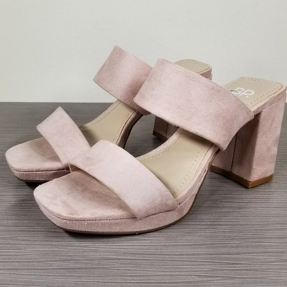 BP. Karly Platform Block Heel Slide Sandal, Light Pink Suede, Womens Size 6 M - Picture 1 of 12